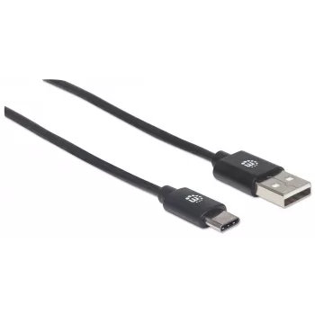 Manhattan USB-C-naar-USB-A-kabel, 3 m, stekker naar stekker, 480 Mbit/s (USB 2.0), Hi-Speed USB, zwart, levenslange garantie