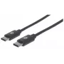 Manhattan USB-C-naar-USB-C-kabel, 2 m, stekker naar stekker, zwart, 480 Mbit/s (USB 2.0), 3 A, Hi-Speed USB, levenslange garantie, gelijk aan USB2CC2M