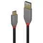 Lindy 1m USB 3.2 Type-A naar C-kabel, 10Gbit/s, 5A, PD, Anthra Line