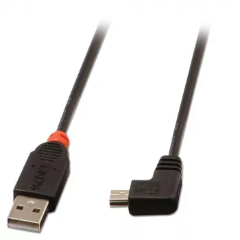 Lindy 1m USB 2.0-kabel - Type-A naar Mini-B, 90 graden haaks
