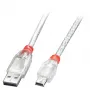 Lindy 2 m USB 2.0-kabel - Type-A naar Mini-B, transparant