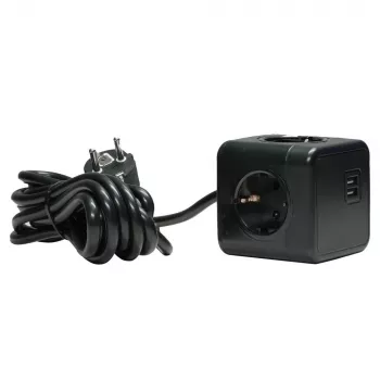 Microconnect GRUCUBE2USB-B3 stroomverlenging 3 m 3 AC-stopcontacten binnen zwart