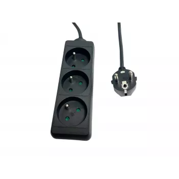 Stekkerdoos MicroConnect MC-PS030150FRB — Frans type, 3-voudig, stekkerdoos met overspanningsbeveiliging