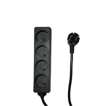 Microconnect MC-PS040150FRB stroomverlenging 1,5 m 4 AC-uitgangen binnen zwart
