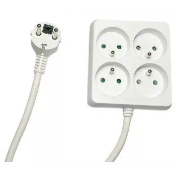Microconnect MC-PSSQUARE040150FRW stroomverlenging 1,5 m 4 AC-stopcontacten binnen wit