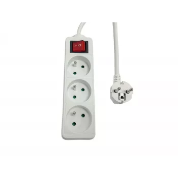 Stekkerdoos MicroConnect MC-PSOO030150FRW 3-voudig met individuele aan-/uitschakelaars