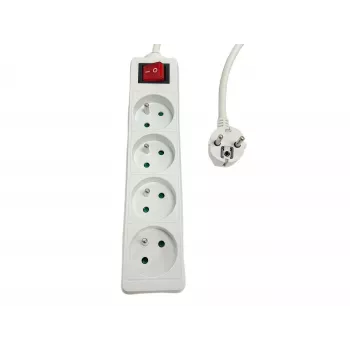 Stekkerdoos MicroConnect MC-PSOO040500FRW — 4-voudig met individuele aan-/uitschakelaars