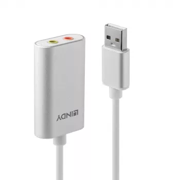 Audio-converter Lindy USB Type-A naar audio-converter, zilver/wit, 25 g