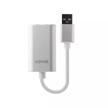 Audio-converter Lindy USB Type-A naar audio-converter, zilver/wit, 25 g