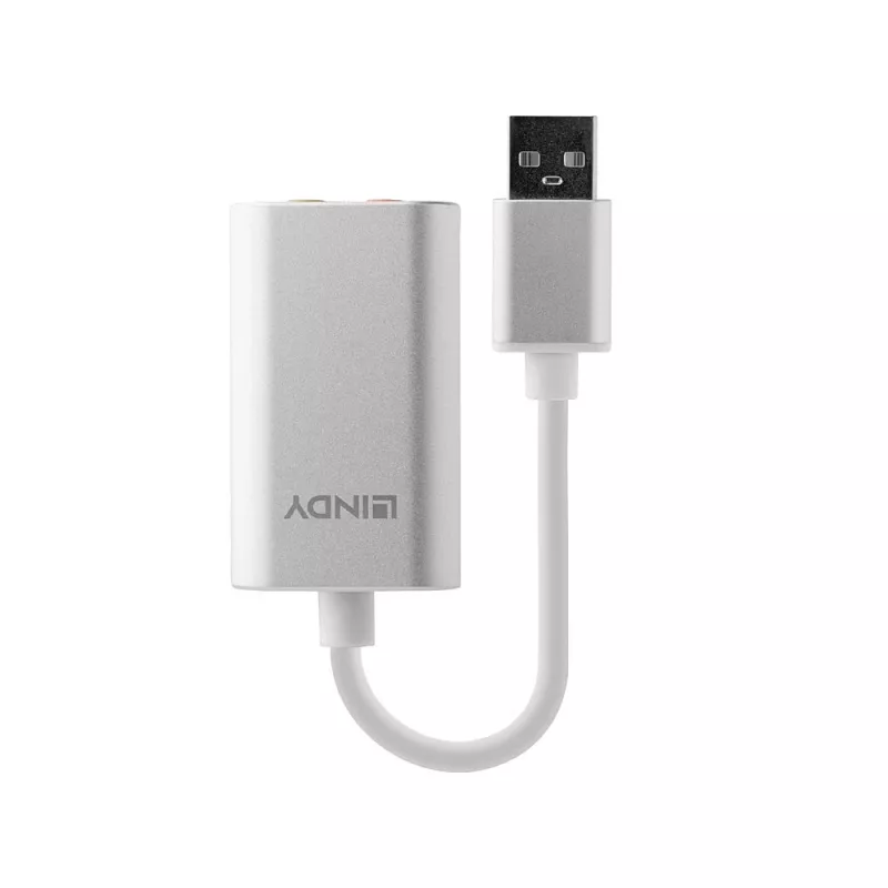 Audio-converter Lindy USB Type-A naar audio-converter, zilver/wit, 25 g
