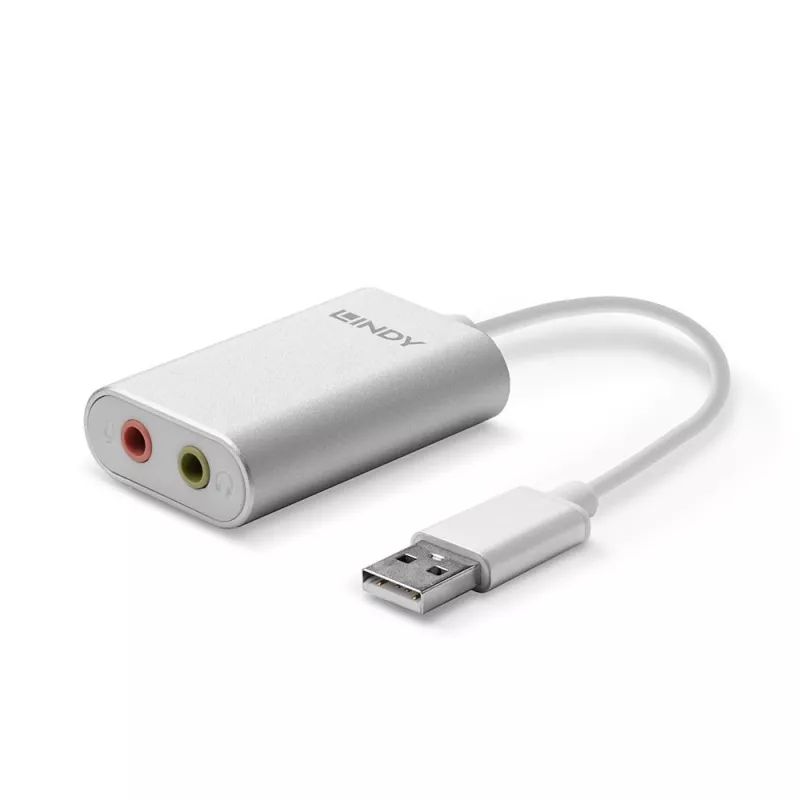 Audio-converter Lindy USB Type-A naar audio-converter, zilver/wit, 25 g