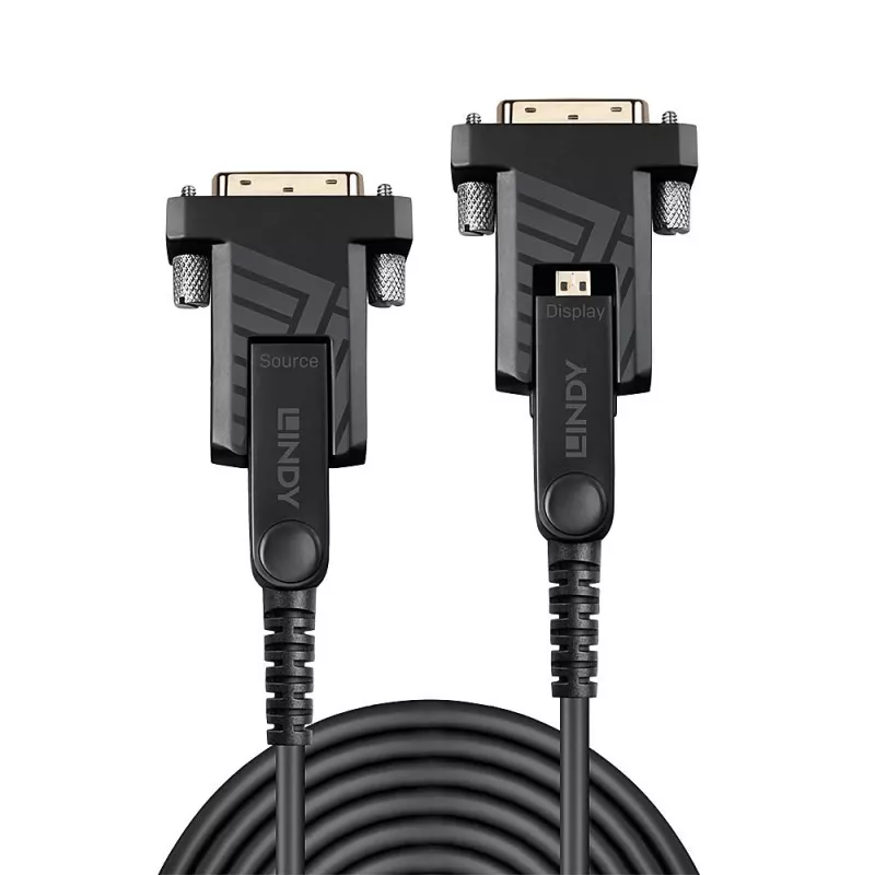Lindy 70m glasvezel-hybride micro-HDMI 18G-kabel met afneembare HDMI- en DVI-stekkers