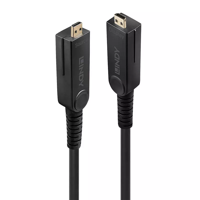 Lindy 50m glasvezel-hybride micro-HDMI-kabel 18G met afneembare HDMI- en DVI-aansluitingen