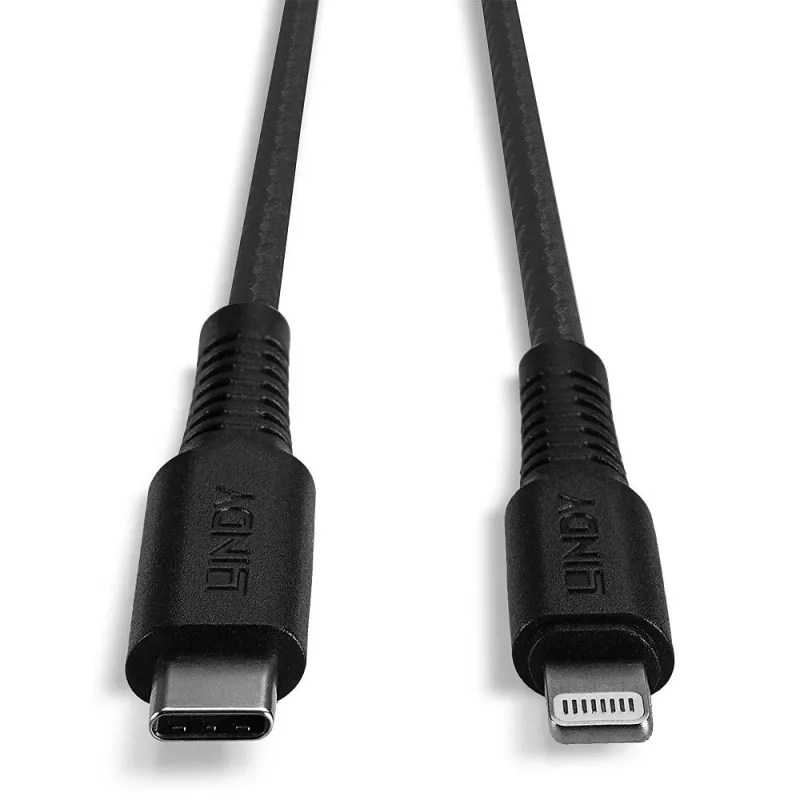 Lindy 2 m versterkte USB Type-C naar Lightning laad- en synchronisatiekabel