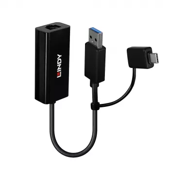 Lindy USB 3.2 Gen 1 Gigabit Ethernet-converter bekabeld USB Ethernet 5000 Mbit/s zwart