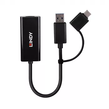 Lindy USB 3.2 Gen 1 Gigabit Ethernet-converter bekabeld USB Ethernet 5000 Mbit/s zwart