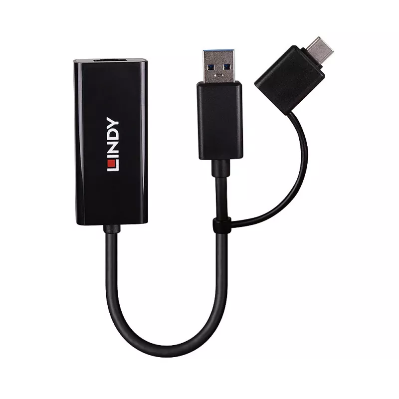 Lindy USB 3.2 Gen 1 Gigabit Ethernet-converter bekabeld USB Ethernet 5000 Mbit/s zwart
