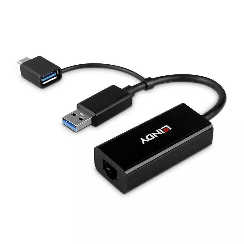 Lindy USB 3.2 Gen 1 Gigabit Ethernet-converter bekabeld USB Ethernet 5000 Mbit/s zwart