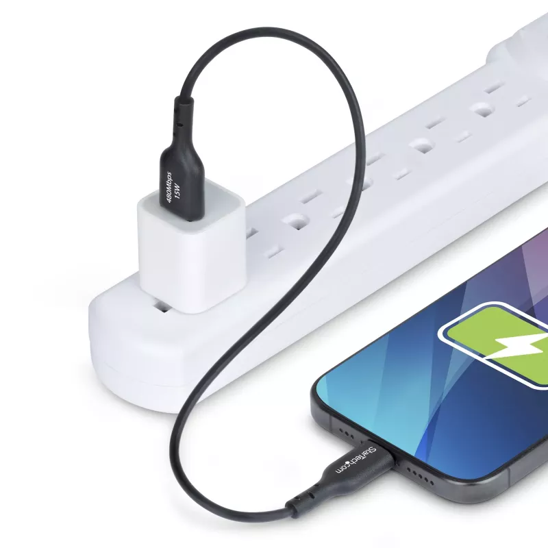 StarTech.com 30 cm USB-A naar USB-C laadkabel, laden & synchroniseren, 3A, USB 2.0, TPE-mantel – zwart USB-laadkabel