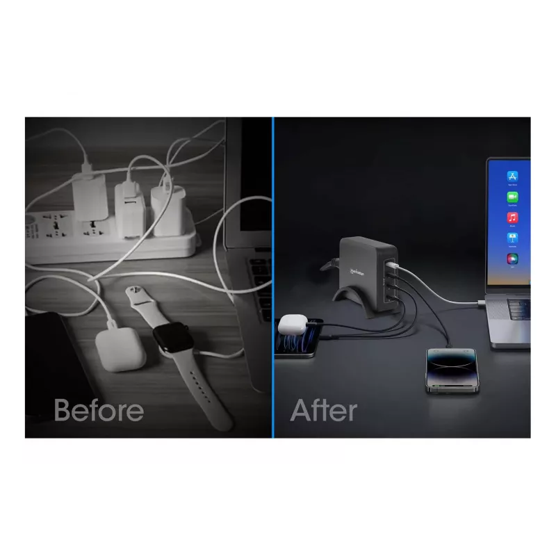 Oplader Manhattan vier USB-C PD-aansluitingen 140W per aansluiting 240W totaal