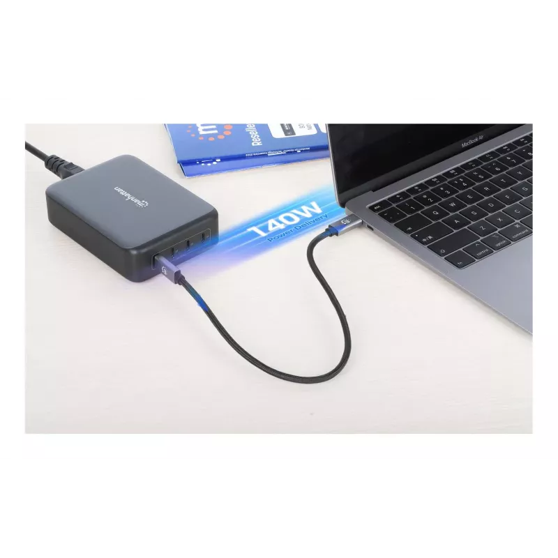 Oplader Manhattan vier USB-C PD-aansluitingen 140W per aansluiting 240W totaal