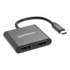 Multipoort-adapter Manhattan 154321 USB Type-C naar 2 HDMI USB-A Power Delivery 100 W