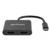 Multipoort-adapter Manhattan 154321 USB Type-C naar 2 HDMI USB-A Power Delivery 100 W