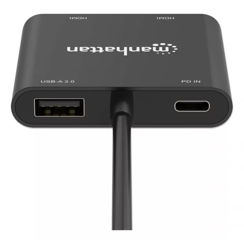 Multipoort-adapter Manhattan 154321 USB Type-C naar 2 HDMI USB-A Power Delivery 100 W