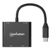Multipoort-adapter Manhattan 154321 USB Type-C naar 2 HDMI USB-A Power Delivery 100 W