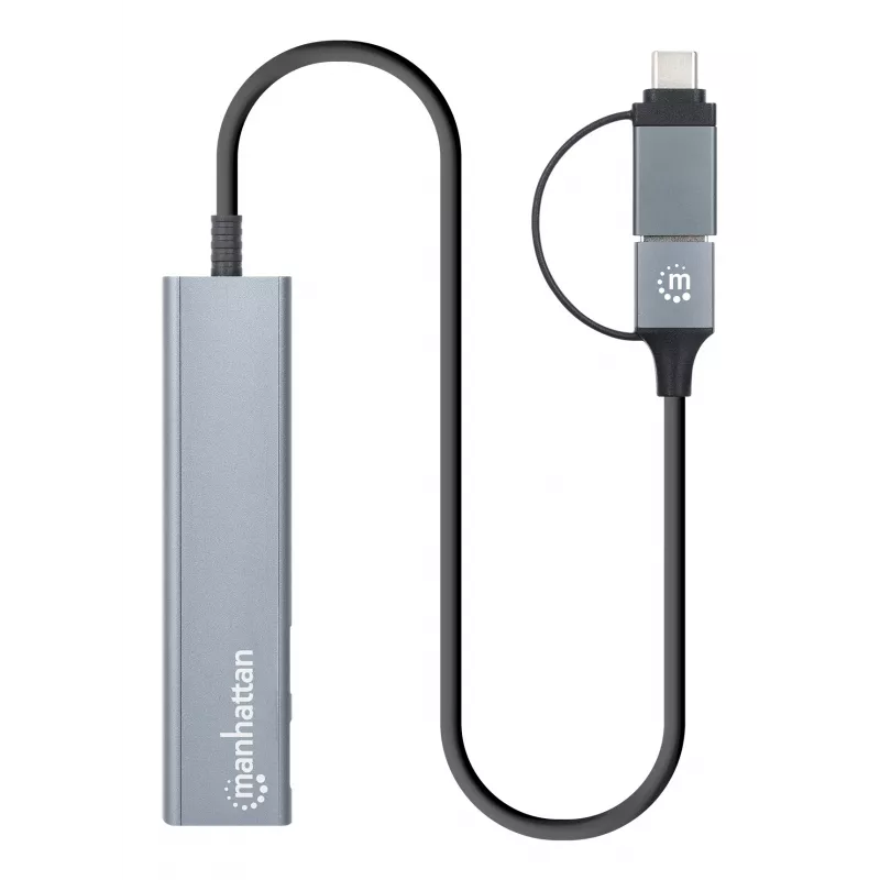 USB-C & USB-A combo dock/hub Manhattan 4 poorten 5 Gbps aluminium