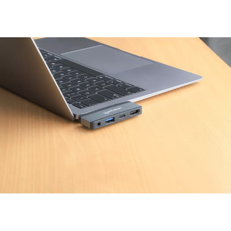 USB-C Travel Dock Manhattan 190404 4 poorten HDMI USB-A USB-C 3,5 mm