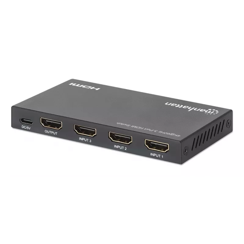 HDMI-switch 3x1 MANHATTAN 18G automatisch handmatig IR-afstandsbediening zwart