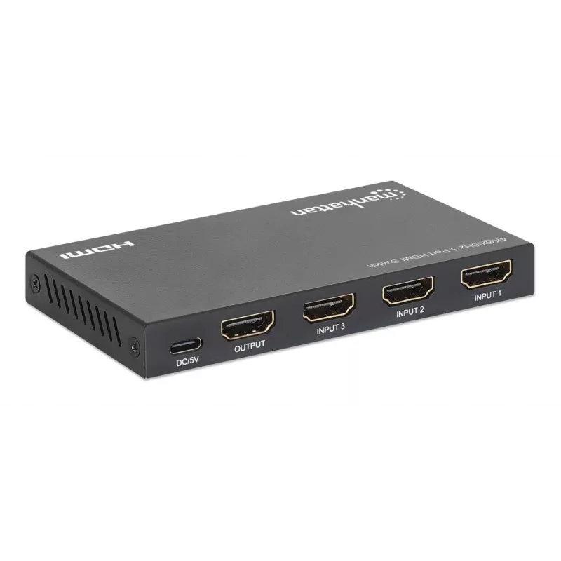 HDMI-switch 3x1 MANHATTAN 18G automatisch handmatig IR-afstandsbediening zwart