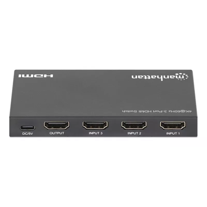 HDMI-switch 3x1 MANHATTAN 18G automatisch handmatig IR-afstandsbediening zwart