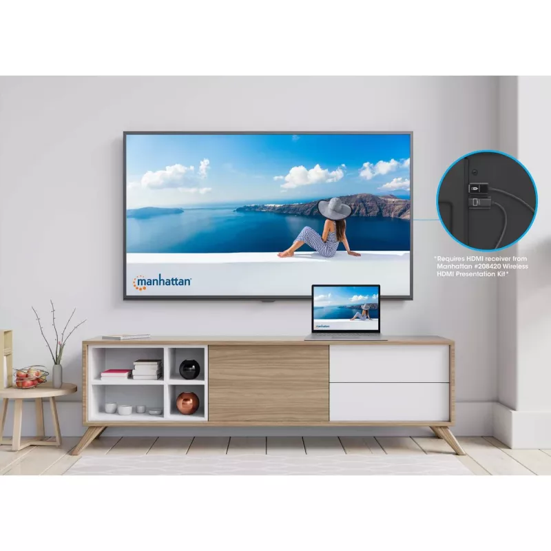 AV-zender Manhattan 208444 zwart 1920x1080 30m draadloos USB-C