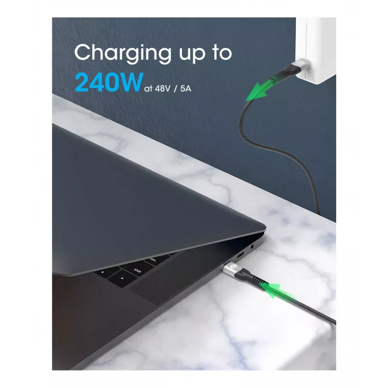 USB-C-stekker naar USB-C-stekker kabel Manhattan 2m USB4 Gen 3x2 8K 60Hz