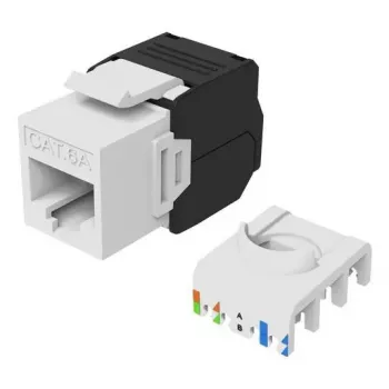Keystone-bus Cat.6A onafgeschermd gereedschapsloos, EQUIP 769227, RJ-45, plat model, wit, 8 stuks