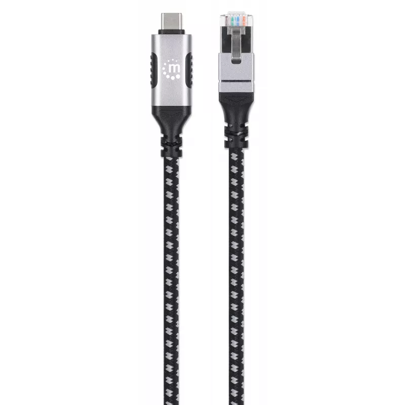 Manhattan USB-C naar Gigabit netwerk Ethernet RJ45 kabel 2m zwart/zilver