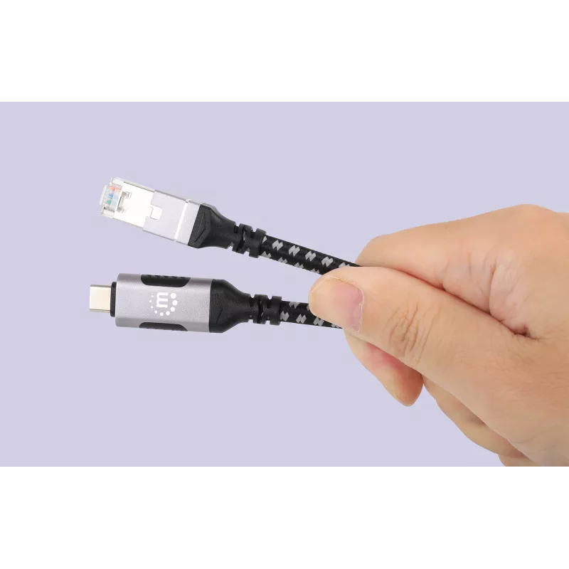 Manhattan USB-C naar Gigabit netwerk Ethernet RJ45 kabel 2m zwart/zilver
