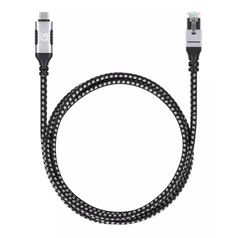 Manhattan USB-C naar Gigabit netwerk Ethernet RJ45 kabel 2m zwart/zilver