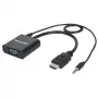 Manhattan HDMI-naar-VGA-converterkabel (met audio), 1080p, 30 cm, stekker naar bus, Micro-USB-stroomingang voor extra stroom indien nodig, zwart, drie jaar garantie