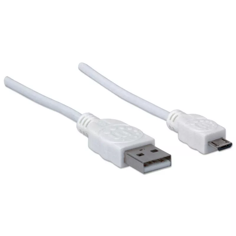 Manhattan 324069 Hi-Speed USB 2.0-kabel, USB-A naar Micro-USB, male-male, 1,8 m, wit