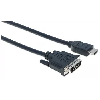 Manhattan HDMI naar DVI-D 24+1 kabel, 3m, stekker naar stekker, zwart, Dual Link, compatibel met DVD-D, levenslange garantie, komt overeen met HDDVIMM3M