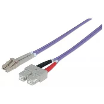 Intellinet glasvezel-patchkabel, OM4, LC/SC, 2 m, violet, duplex, multimode, 50/125 µm, LSZH, vezel, levenslange garantie