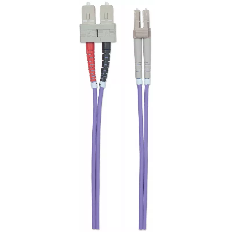 Intellinet glasvezel-patchkabel, OM4, LC/SC, 2 m, violet, duplex, multimode, 50/125 µm, LSZH, vezel, levenslange garantie