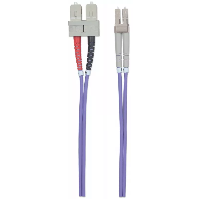 Intellinet 751049 Glasvezel-patchkabel, LC multimode (M) naar SC multimode (M), OM4, 50/125 µm, 1 m, halogeenvrij, violet