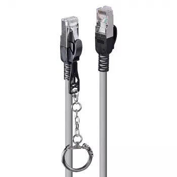 Lindy 0,3 m Cat.6A S/FTP Locking-netwerkkabel, grijs