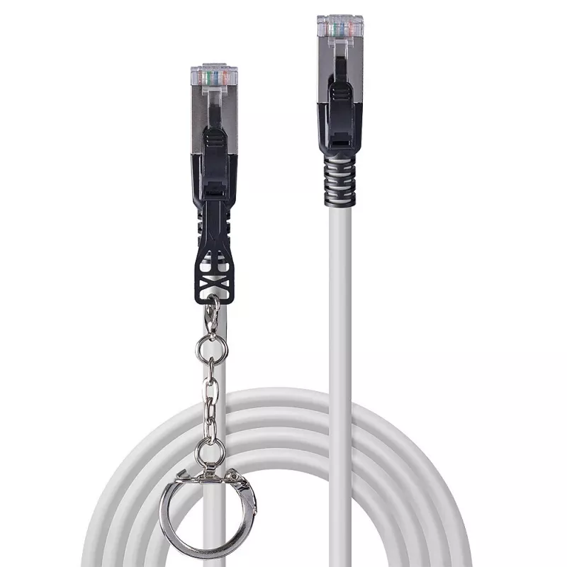 Lindy 1m Cat.6A S/FTP Locking-netwerkkabel, grijs