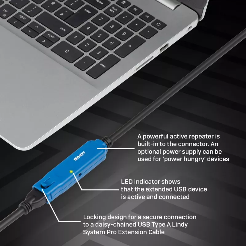 Lindy 43381 USB-kabel USB 3.2 Gen 1 (3.1 Gen 1) 8 m USB C USB A zwart, blauw
