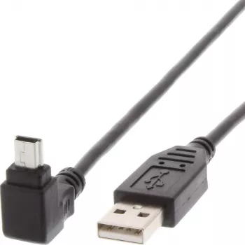 Techly USB 2.0 kabel A-stekker / Mini B-stekker 90° 1,8 m zwart ICOC MUSB-AA-018ANG